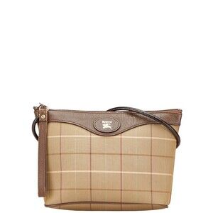 Burberry check shoulder bag Khaki Green brown canvas leather